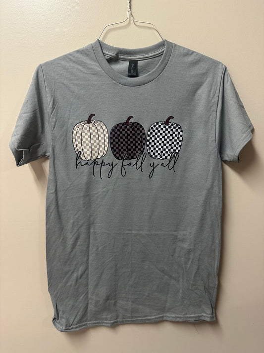 Adult small happy fall y'all tshirt