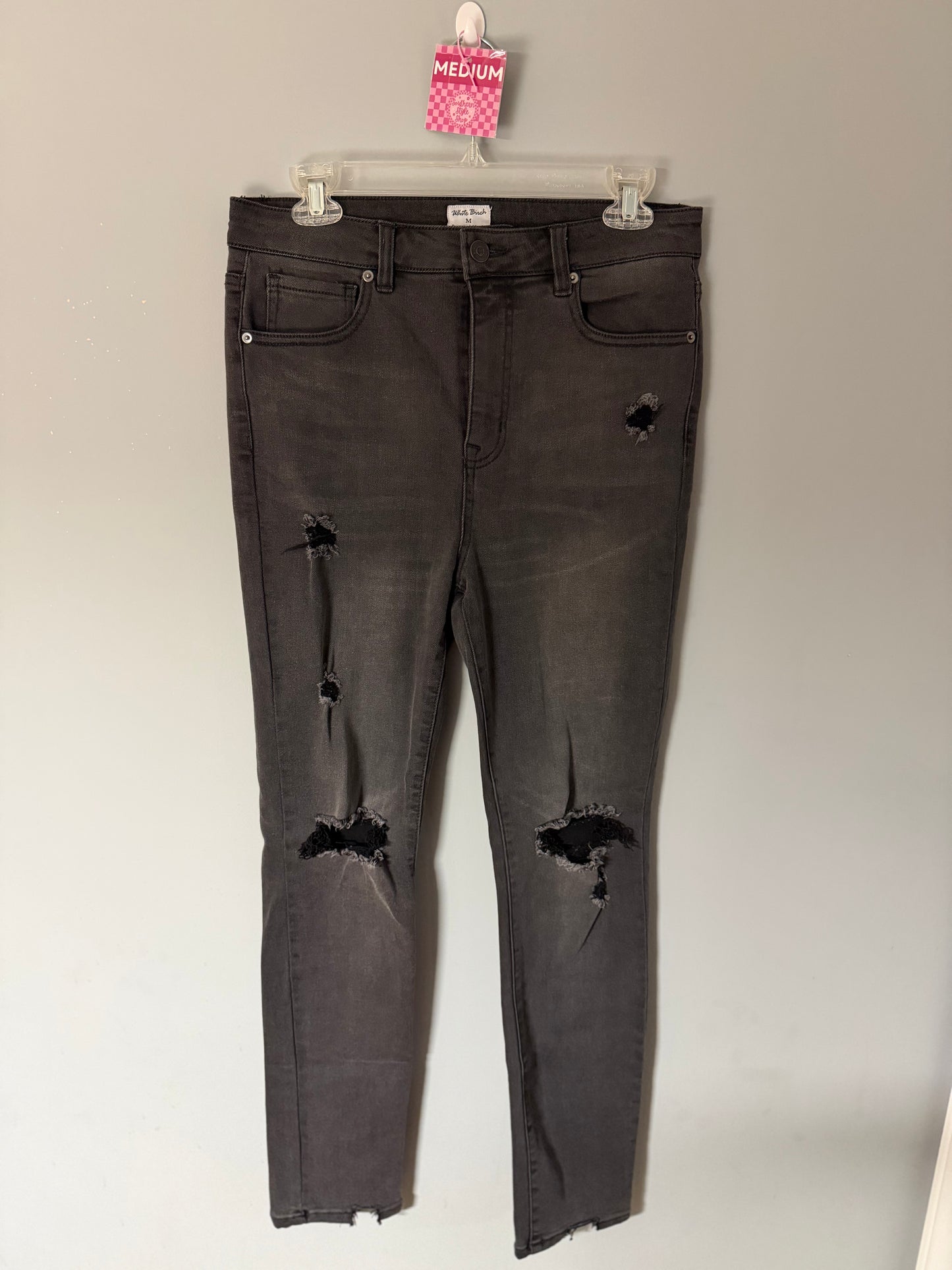 White Birch Black Distressed Jeans – Medium