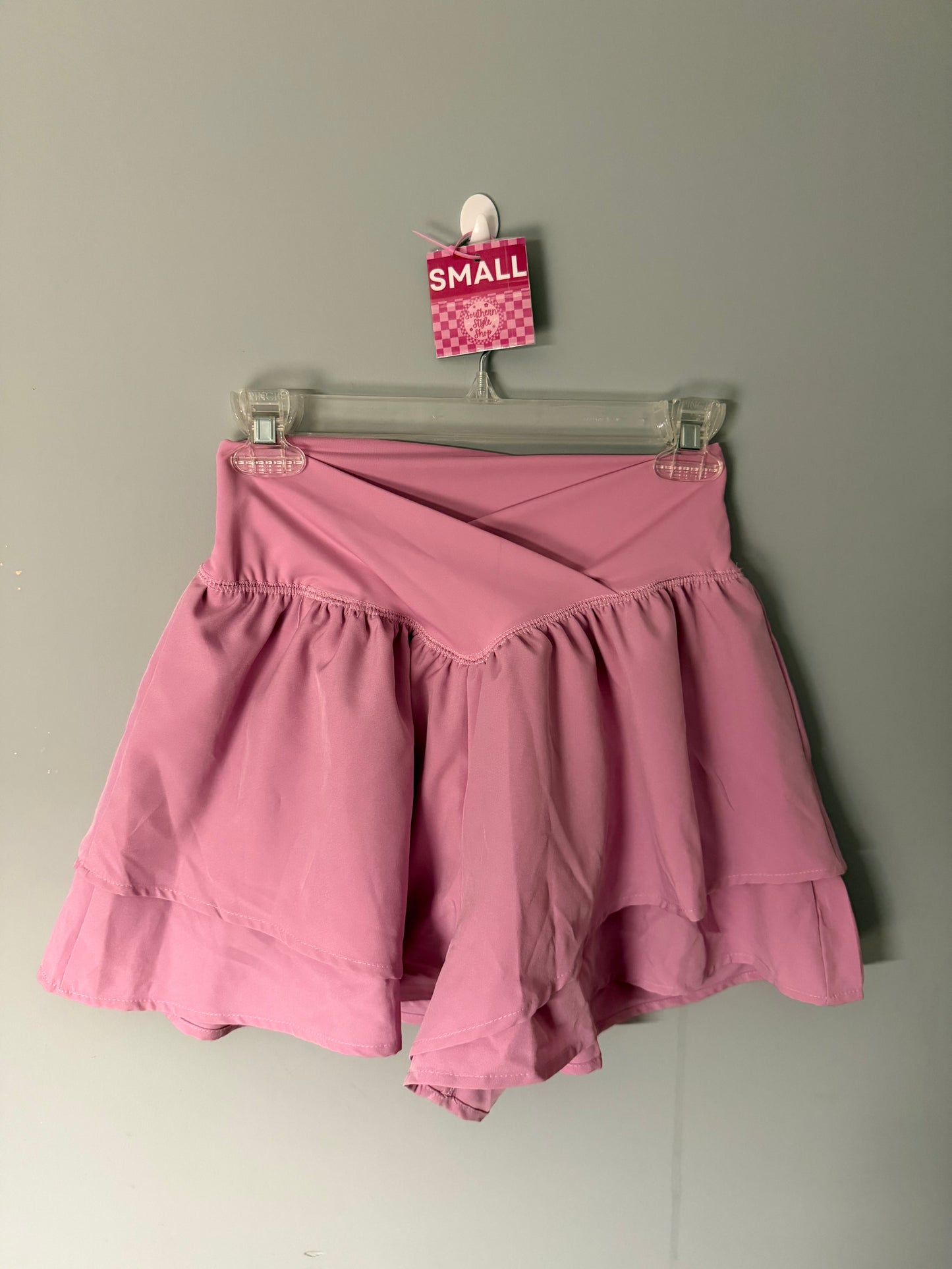 Pink Ruffled Layered Shorts – Small