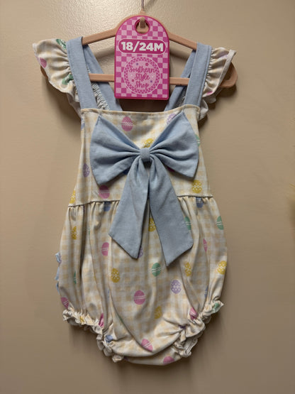 Easter Egg Bow Bubble Romper- 18/24m