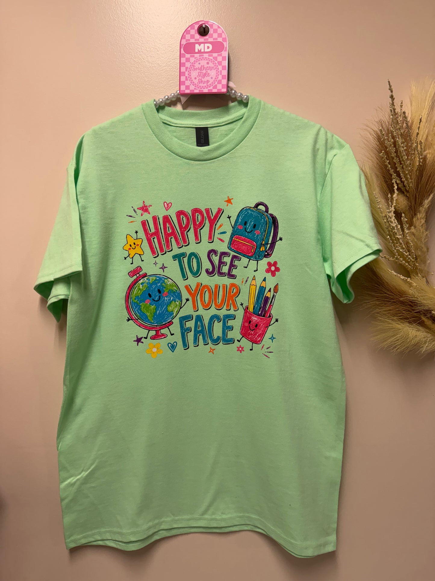 Adult medium happy to see you tshirt