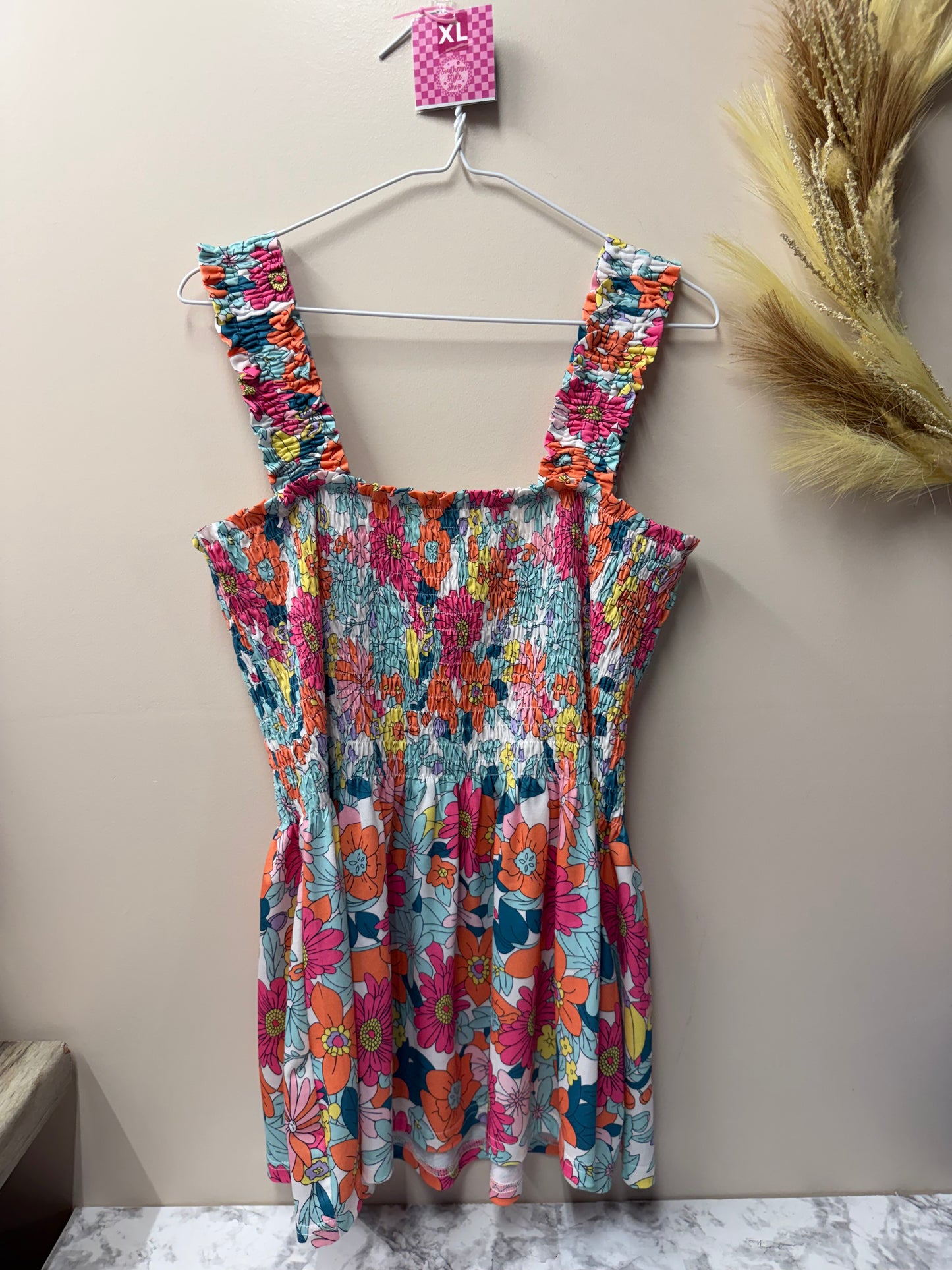 Floral Smocked Babydoll Top – XL