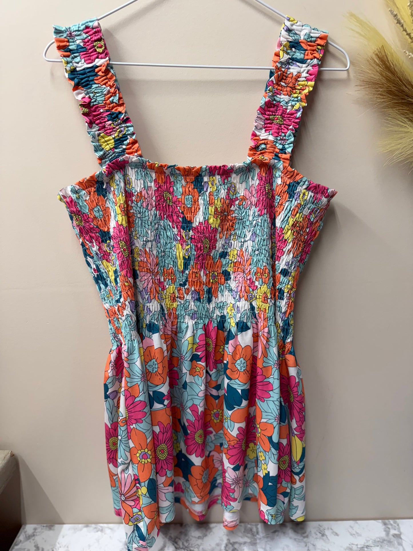 Floral Smocked Babydoll Top – XL