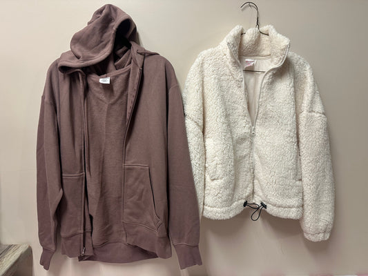 Women's XS Purple zip-up jacket & white sherpa jacket