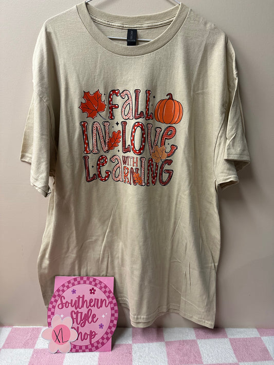 Adult xl fall for learning tshirt