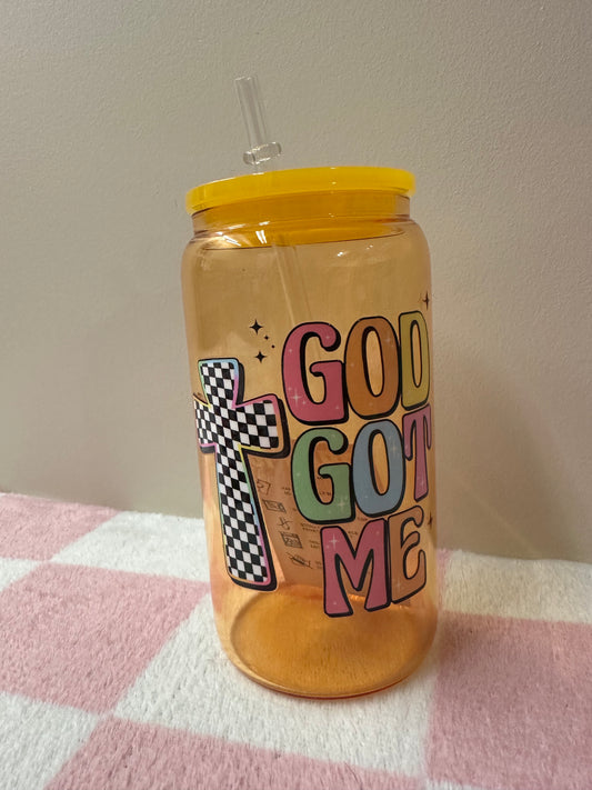God got me glass cup