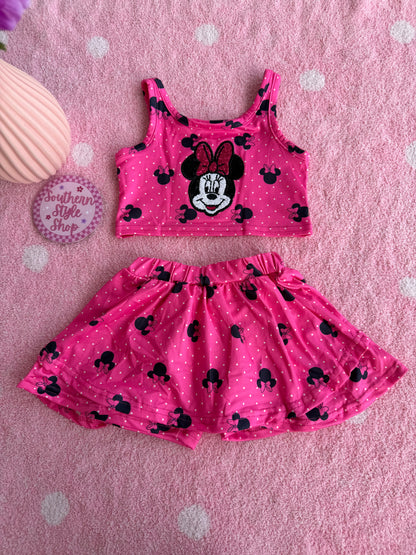 Pink Mouse Skirt Set - 2T