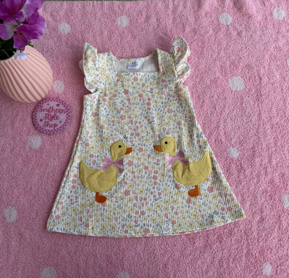 Duck Applique Floral Dress - 7Y