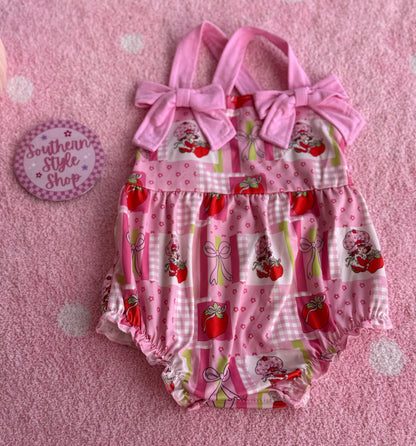 Sweet Strawberry Printed Romper - 0/3m