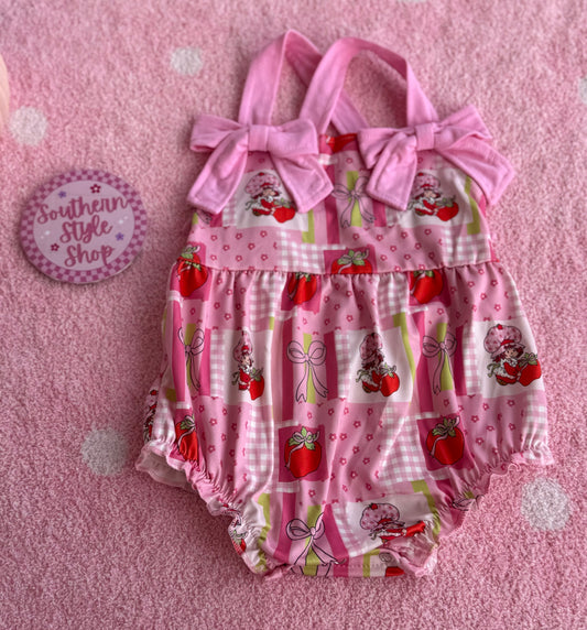 Sweet Strawberry Printed Romper - 0/3m