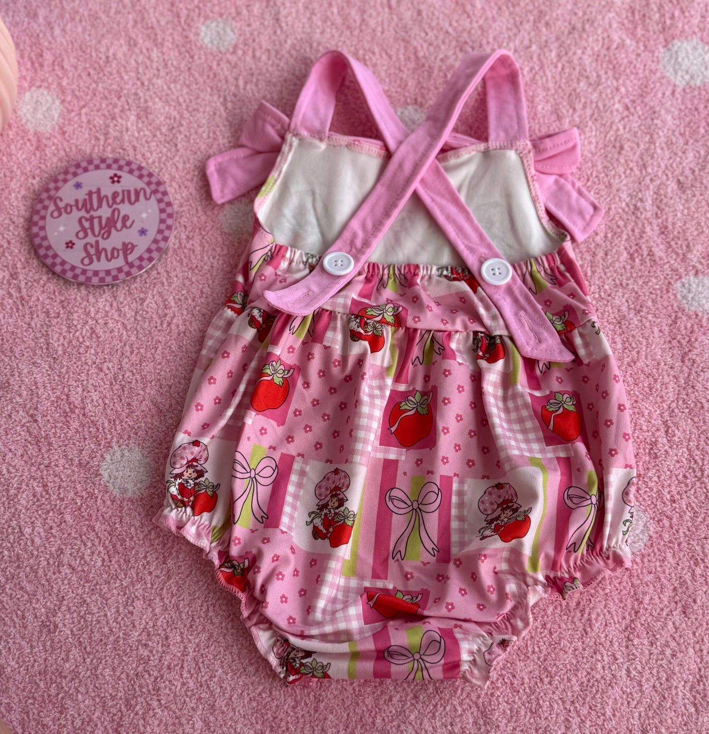 Sweet Strawberry Printed Romper - 0/3m