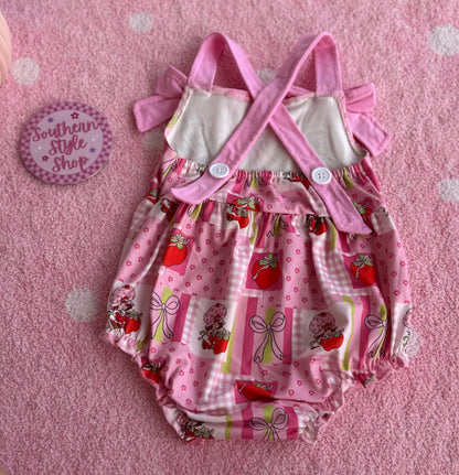 Sweet Strawberry Printed Romper - 0/3m