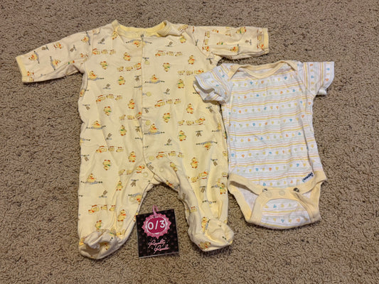 0/3m duck sleeper & onesie