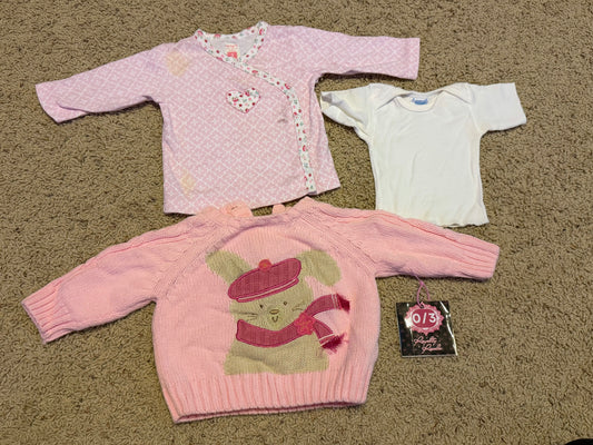 0/3m pink tops/sweater