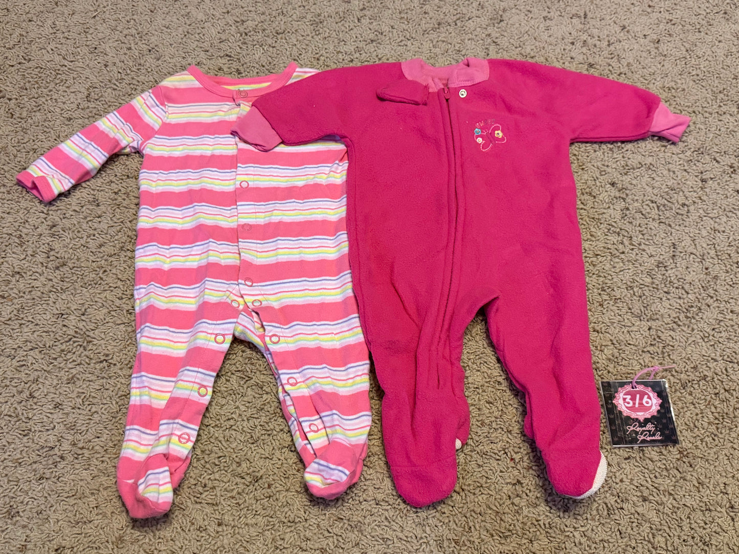 3/6m pink sleepers
