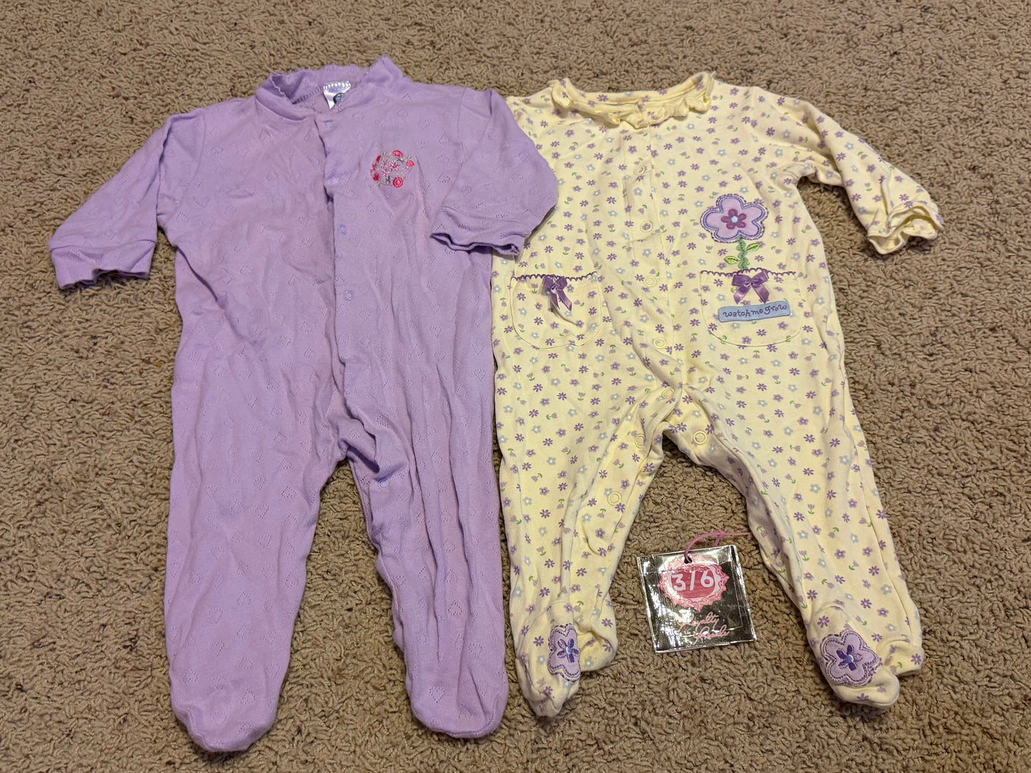 3/6m purple & yellow sleepers