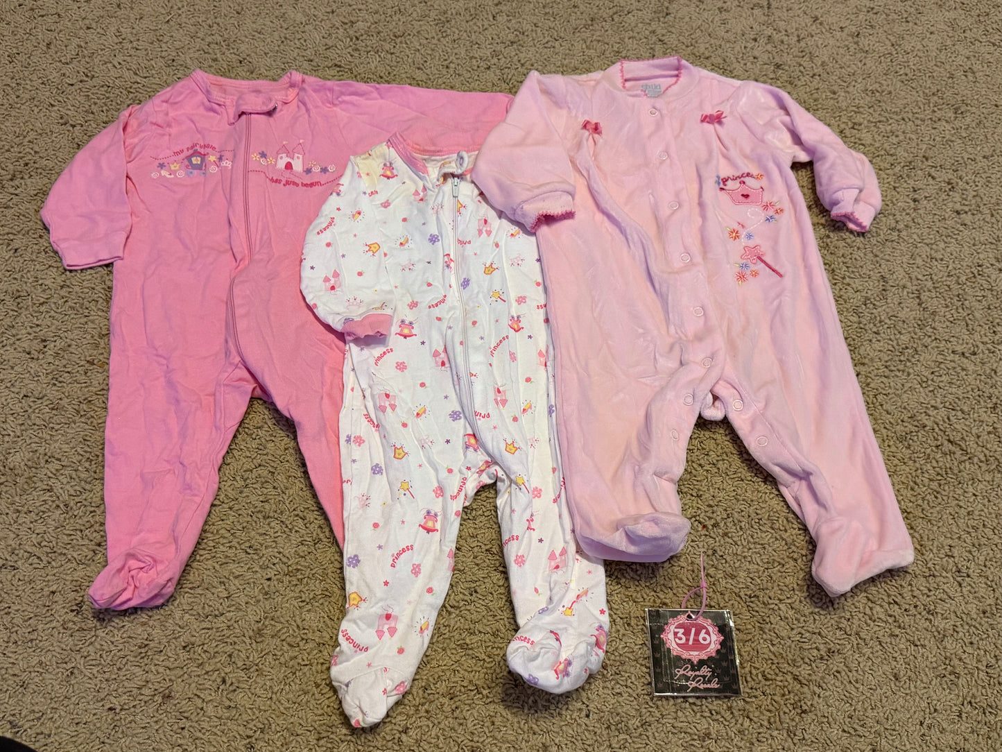 3/6m princess sleepers set