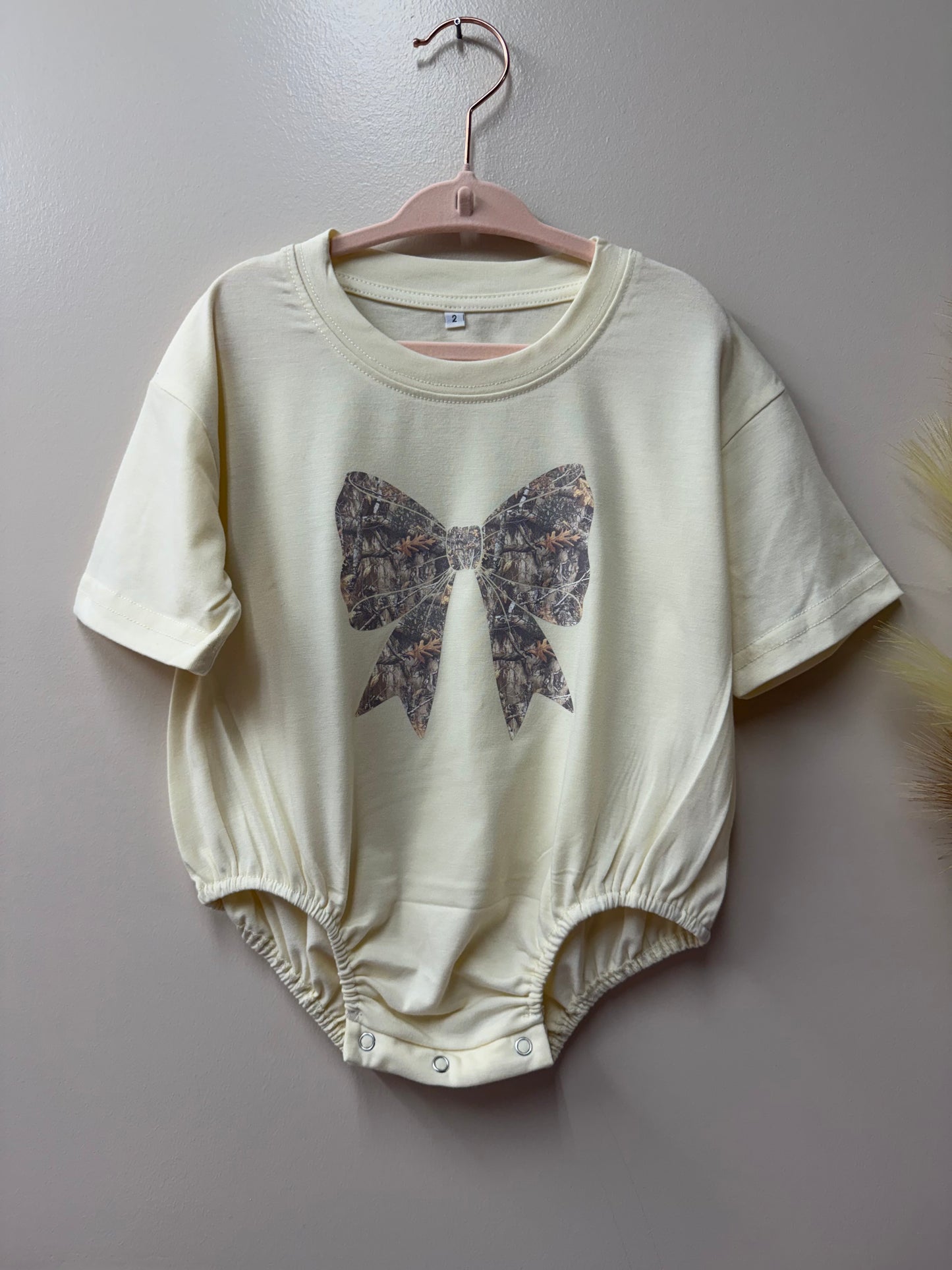 Camo bow Graphic Onesie - 2T