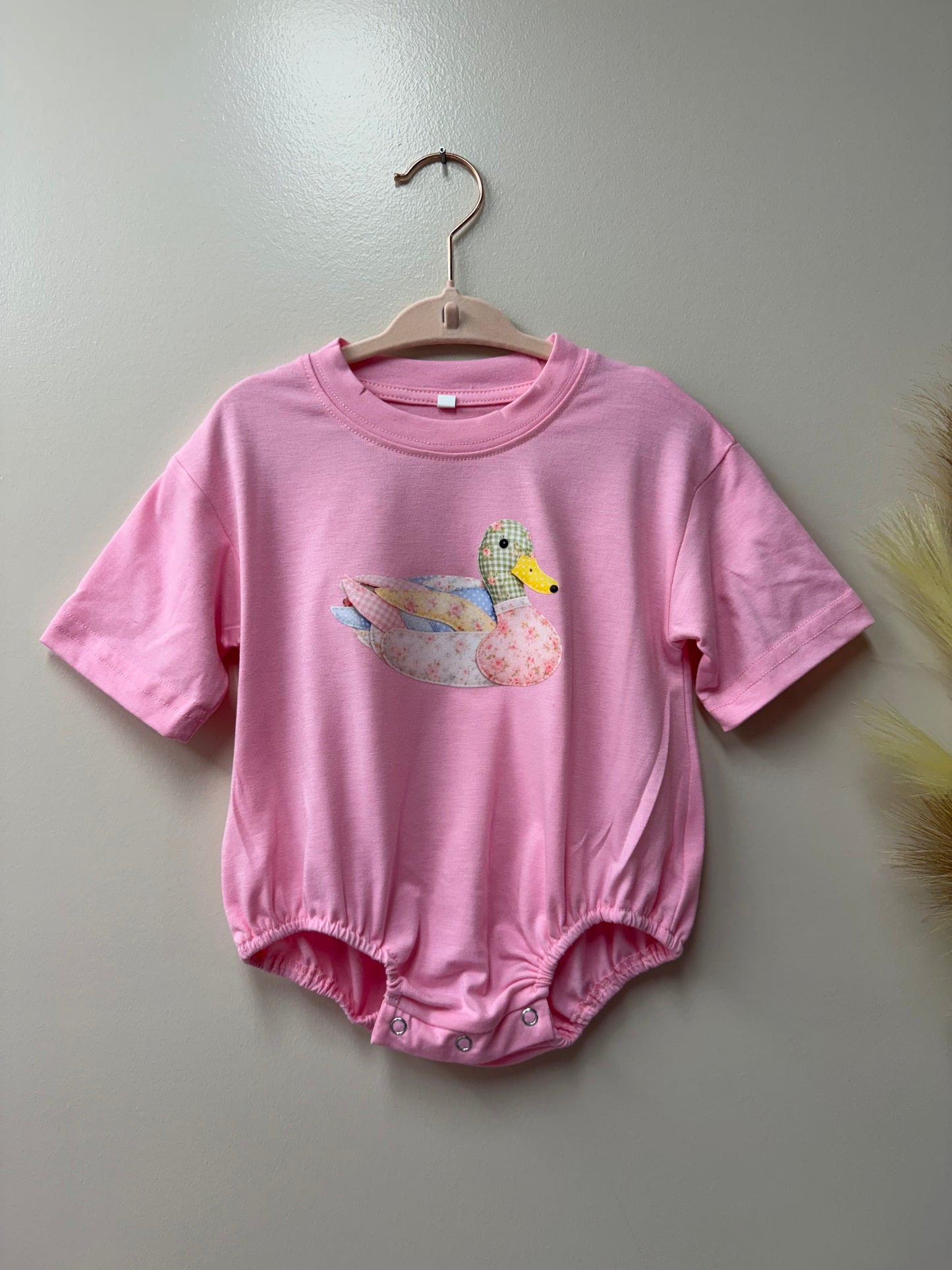 Pink patchwork duck Graphic Onesie - 12/18m