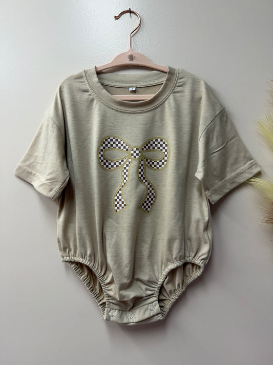 Checkered Bow Graphic Onesie - 3T