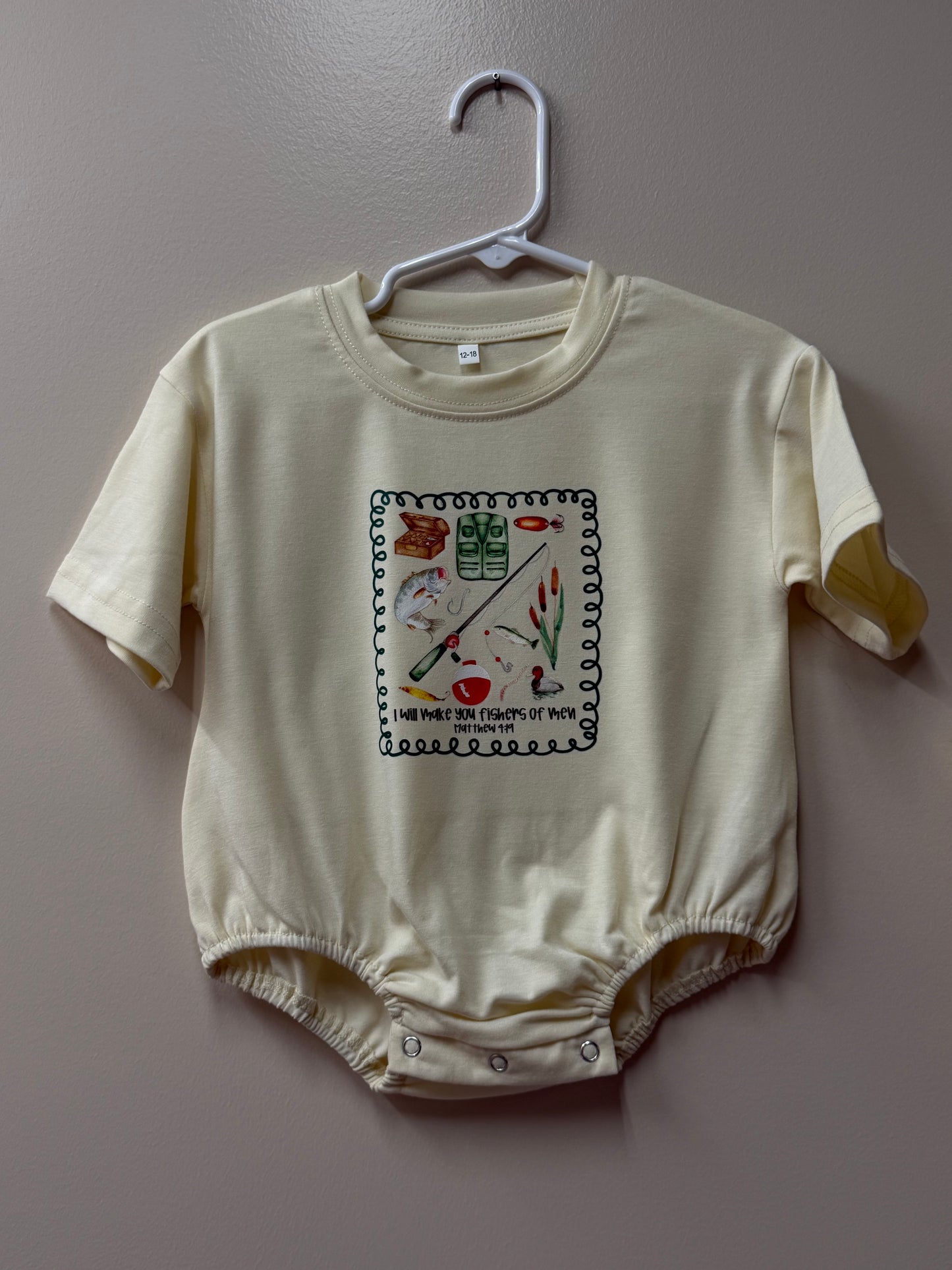 “Fishers of Men” Fishing Graphic Onesie – 12/18m