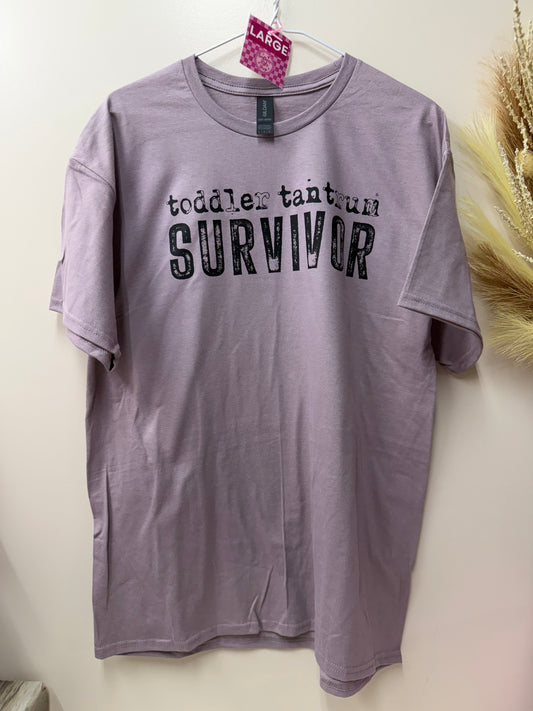 Adult large toddler tantrum survivor tshirt
