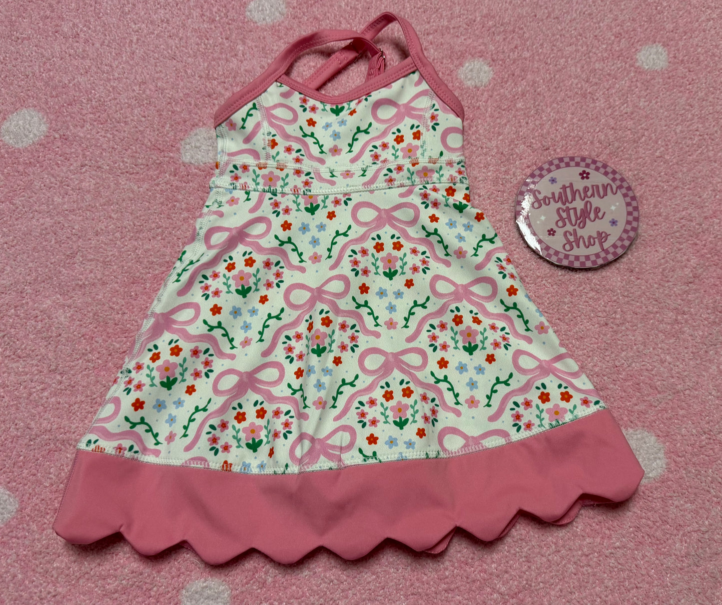 Athletic dress pink bow – 6/12m