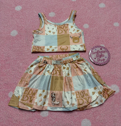 Patchwork Western Skirt set – 2T