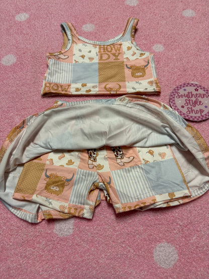 Patchwork Western Skirt set – 2T