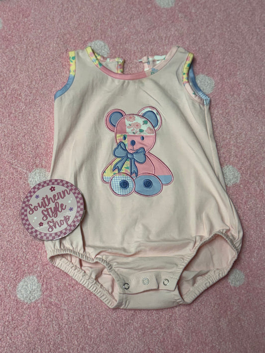 Patchwork bear Romper – 18/24m