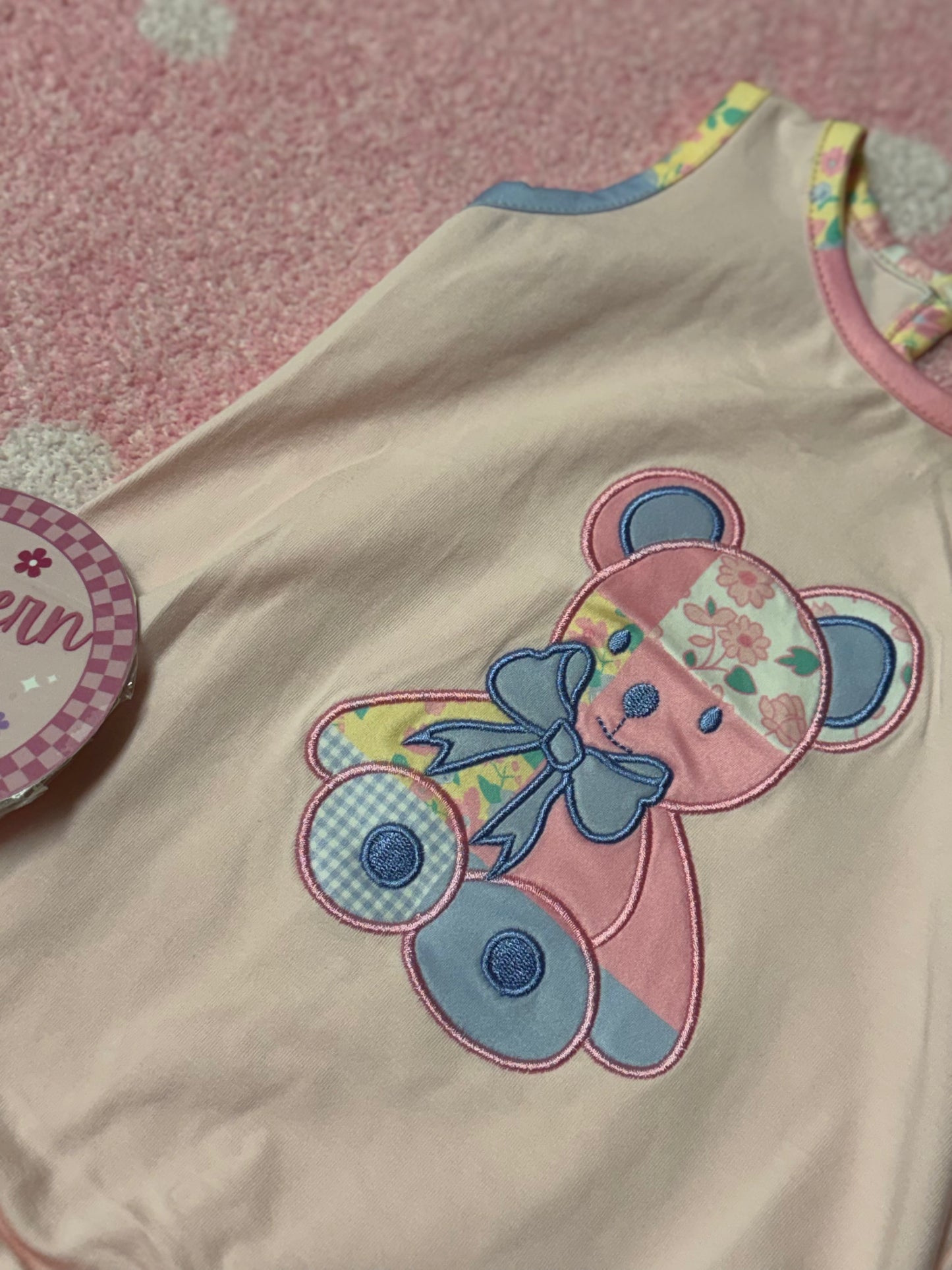 Patchwork bear Romper – 18/24m