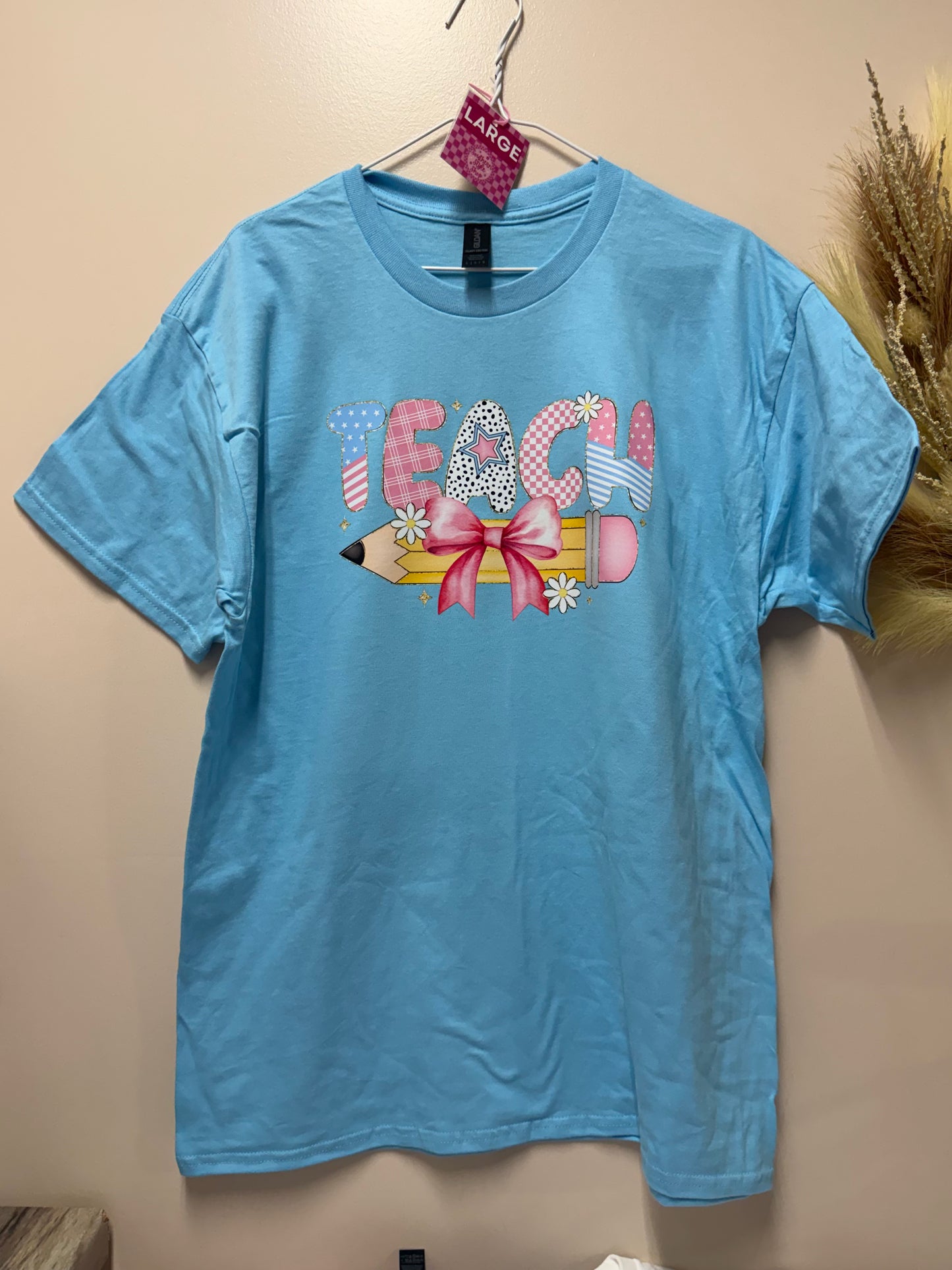 Adult large teach bow tshirt