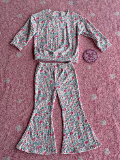 Floral Bell Bottom Lounge Set - 3T