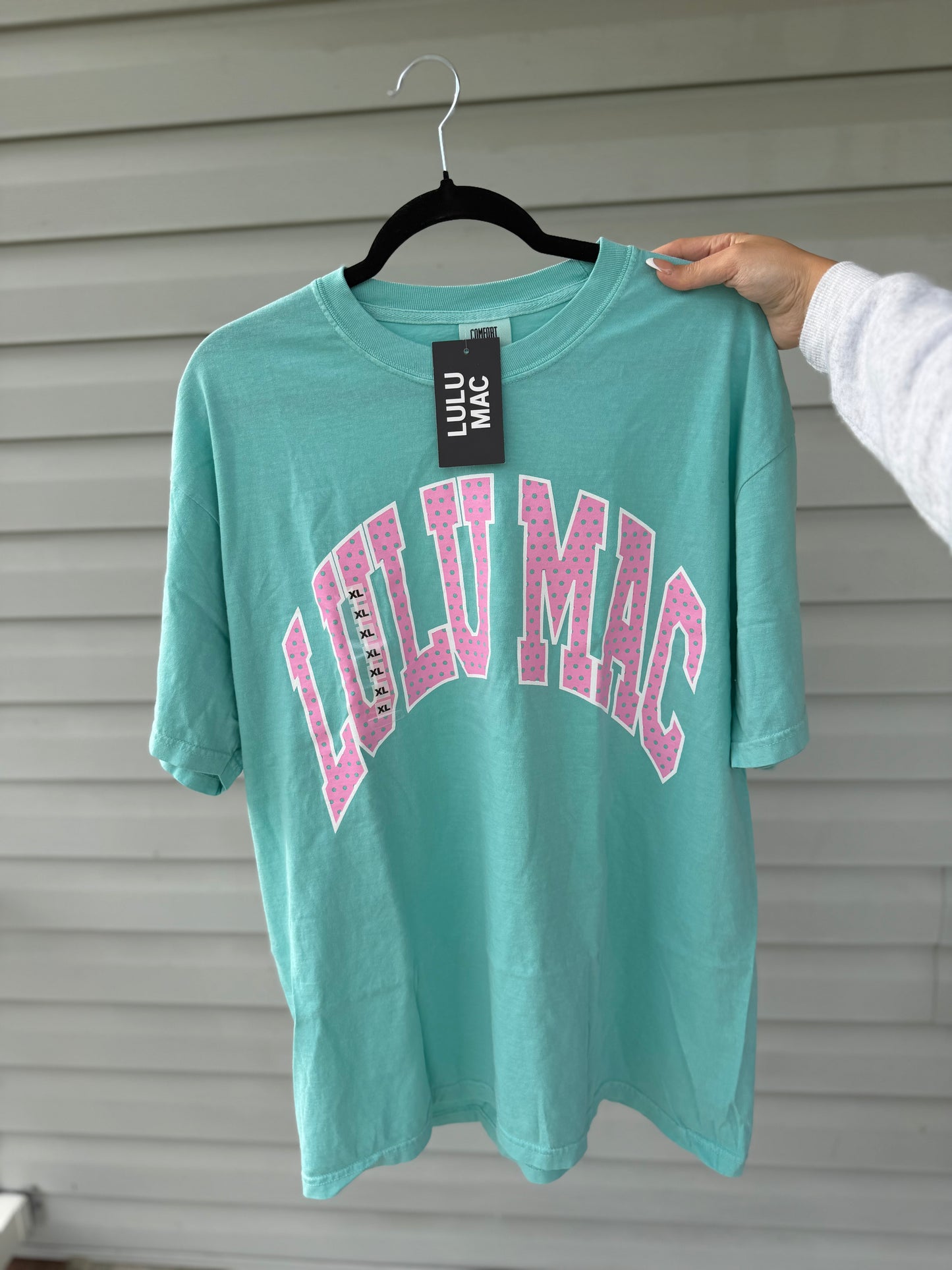 LULU MAC Polka Dot Adult Chalky Mint Comfort Colors Tee