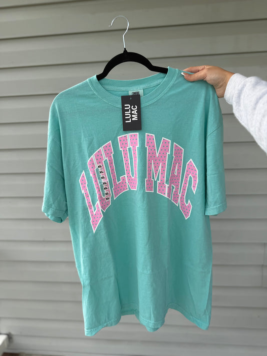 LULU MAC Polka Dot Adult Chalky Mint Comfort Colors Tee