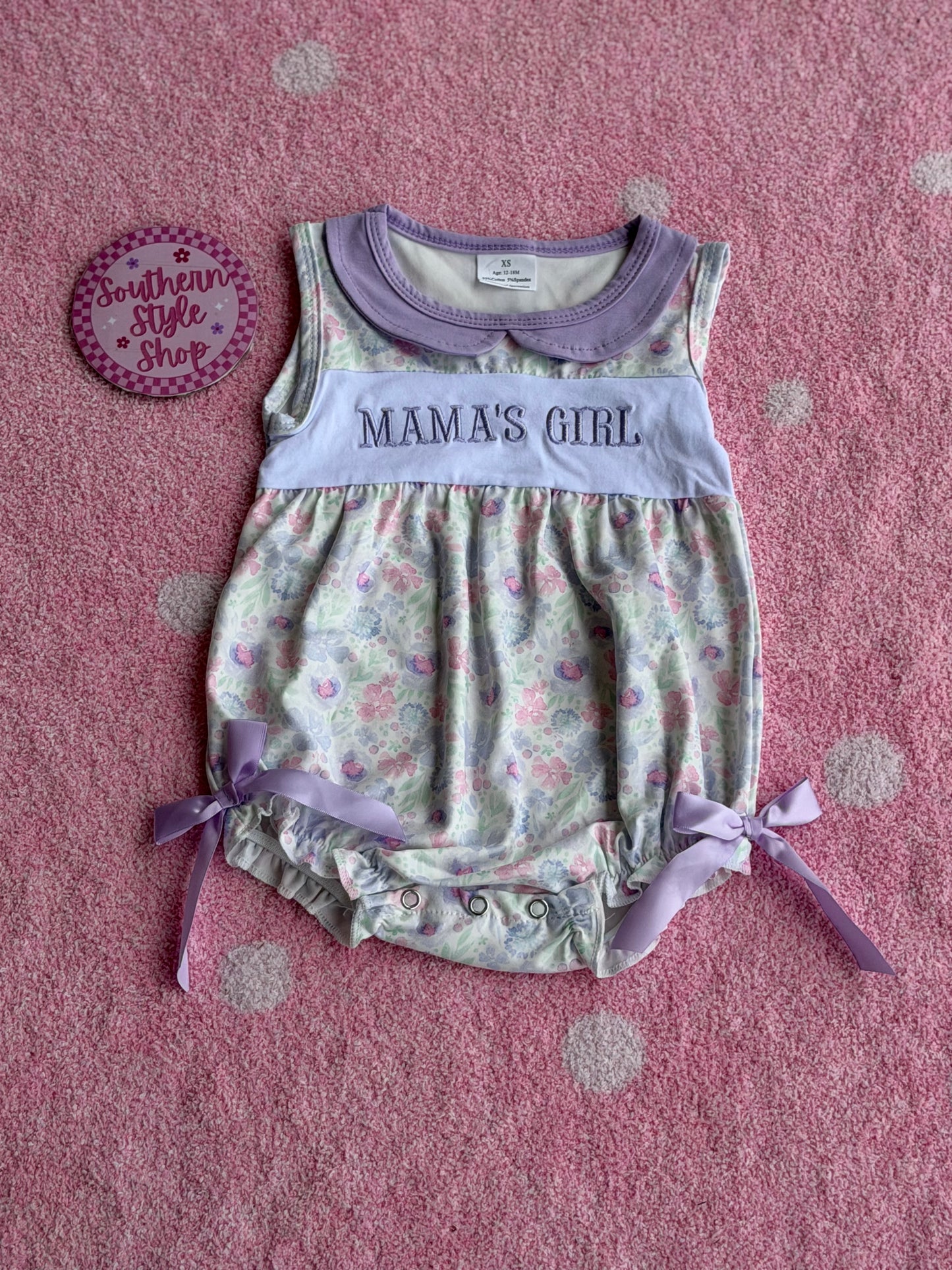 Mama’s Girl Floral Bubble Romper - 12/18m