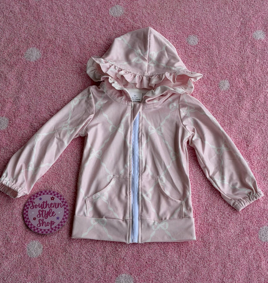 Pink Bow Hooded Zip-Up Jacket - 12/18m