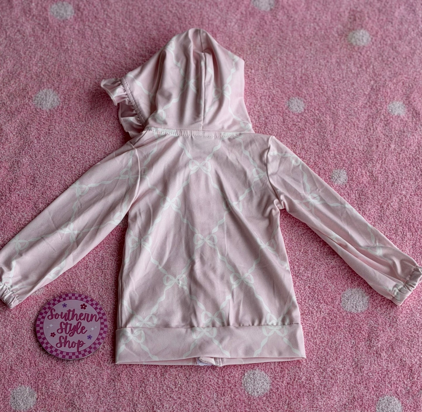 Pink Bow Hooded Zip-Up Jacket - 12/18m