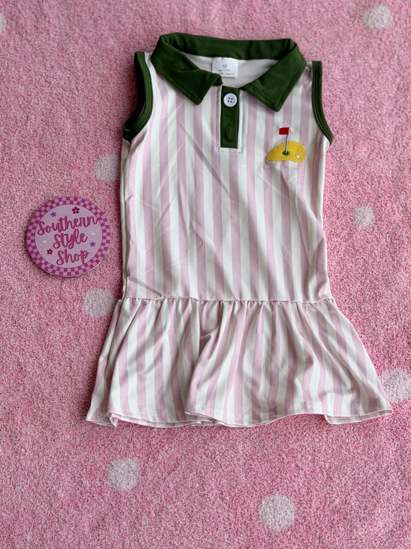 Golf Stripe Collared Toddler Dress