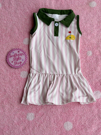 Golf Stripe Collared Toddler Dress