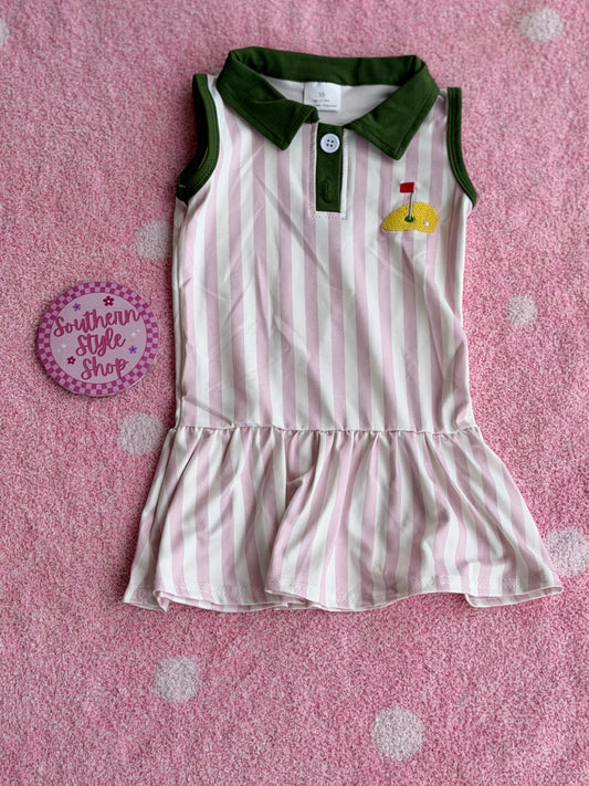 Golf Stripe Collared Toddler Dress