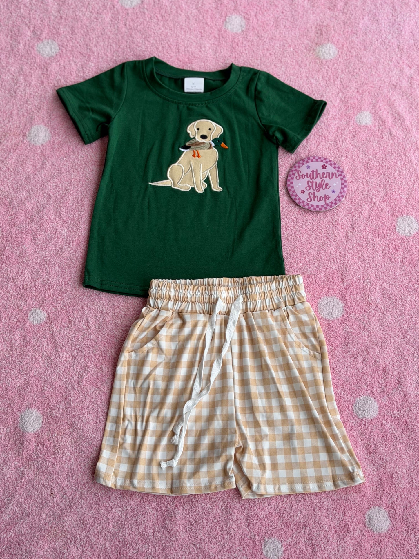 Duck Dog Gingham Short Set - 3T