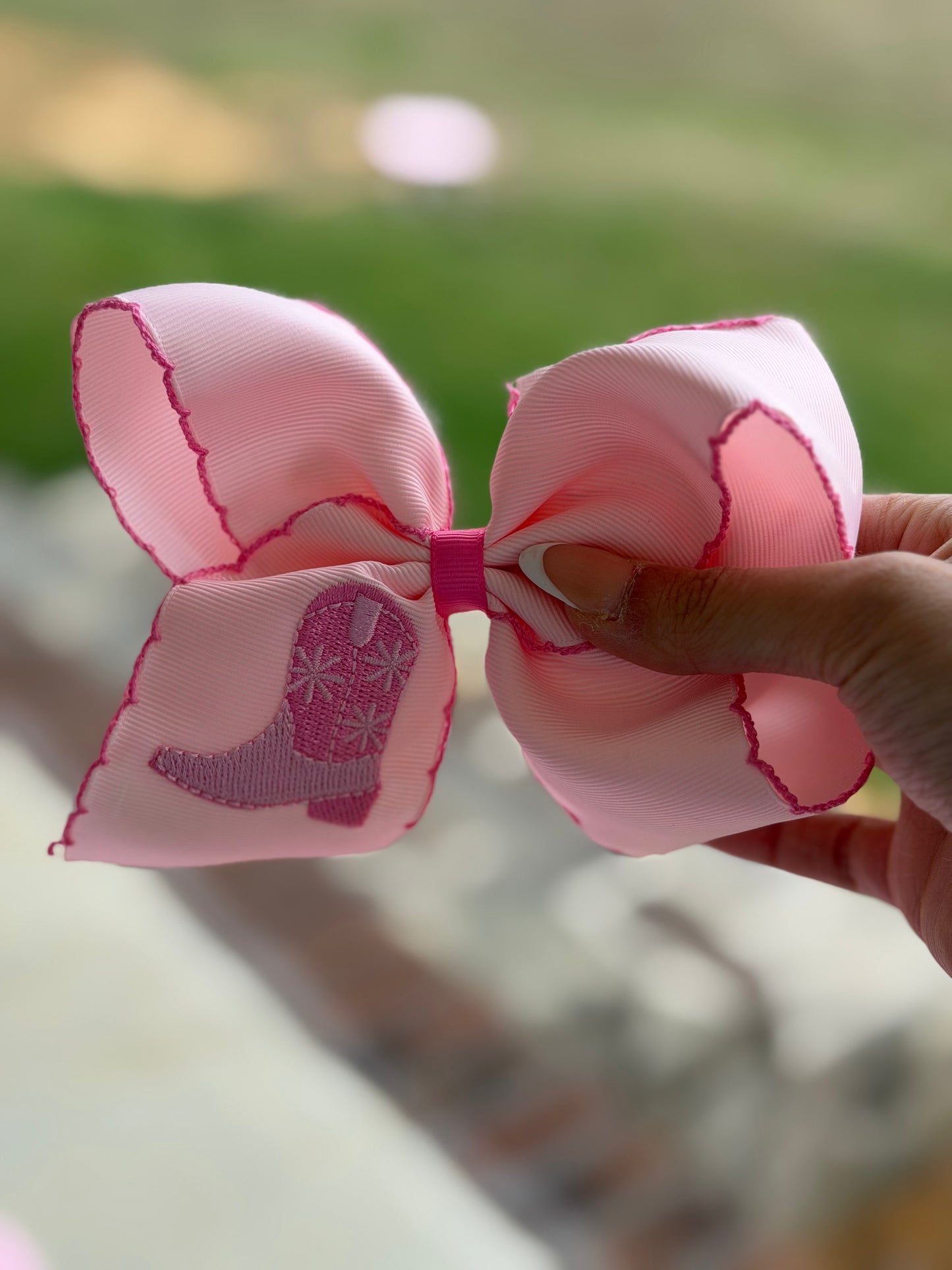 Pink Boot Bow Hair Clip