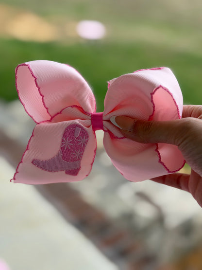 Pink Boot Bow Hair Clip