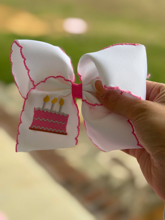 Birthday Cake Bow Hair Clip