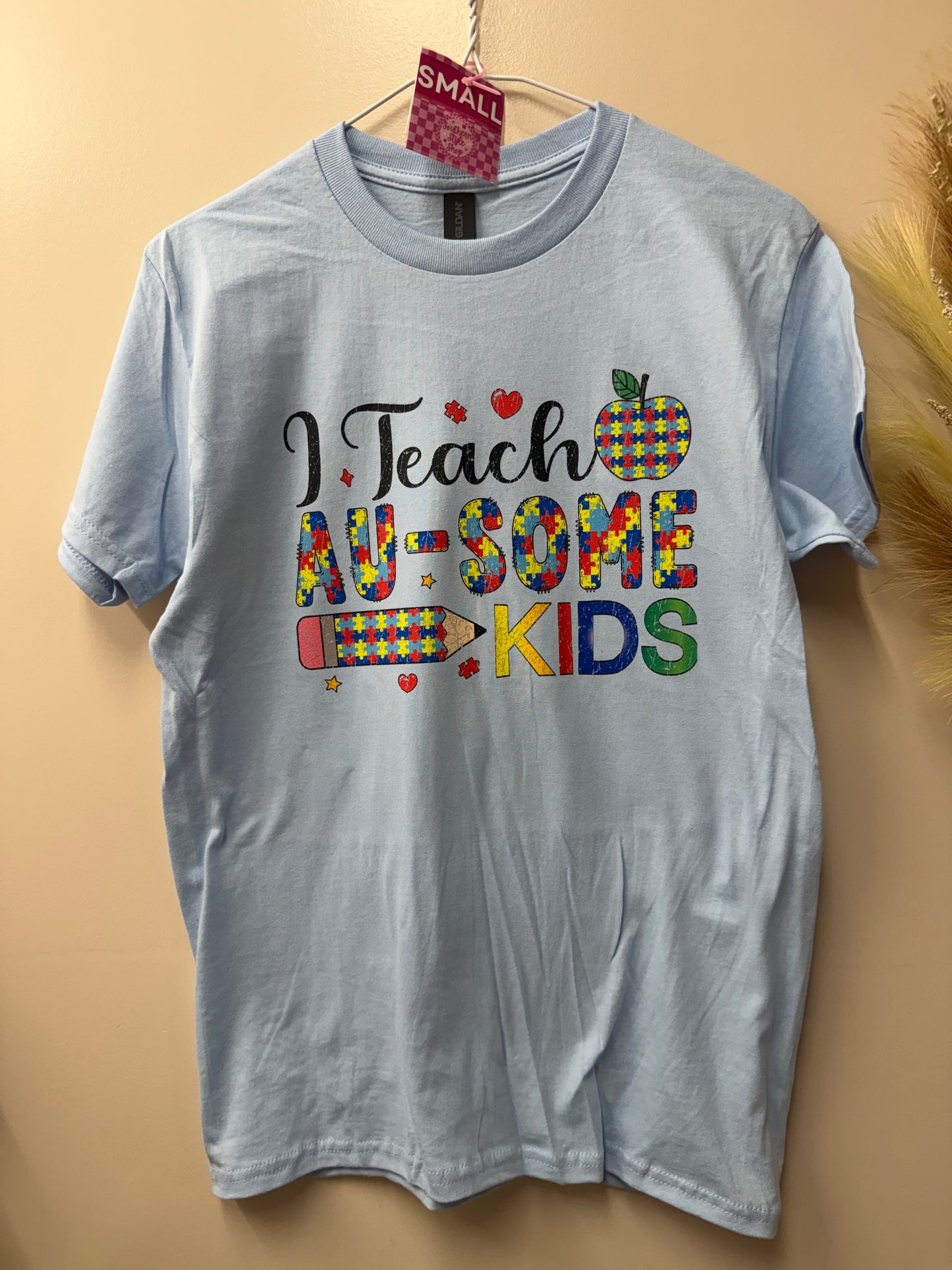 Adult Small teach Au-some kids tshirt