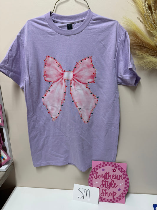 Adult small holiday bow tshirt