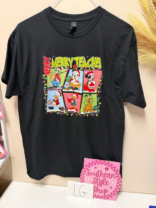 Adult large Merry teacher tshirt