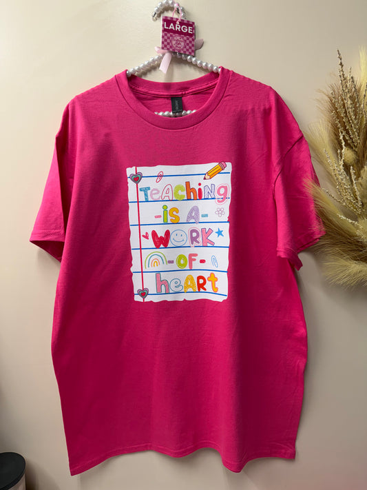Adult large work of heart tshirt