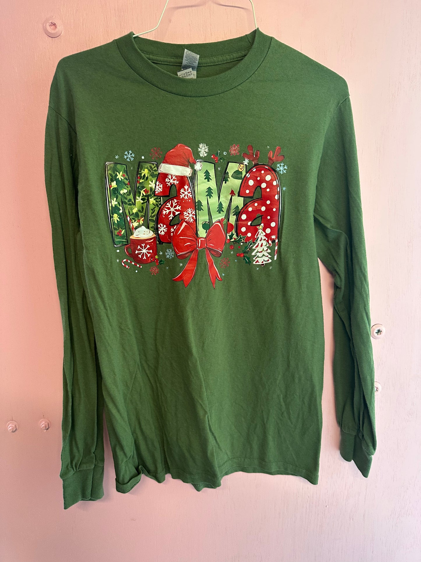 Adult small holiday mama long sleeve